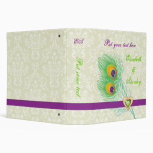 Peacock feather jewel heart wedding planner binder