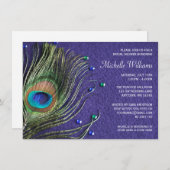 Peacock Feather Jewels Purple Bridal Shower Invitation (Front/Back)