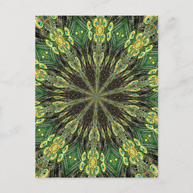 Peacock Feather Kaleidoscope 2 Postcard (Front)