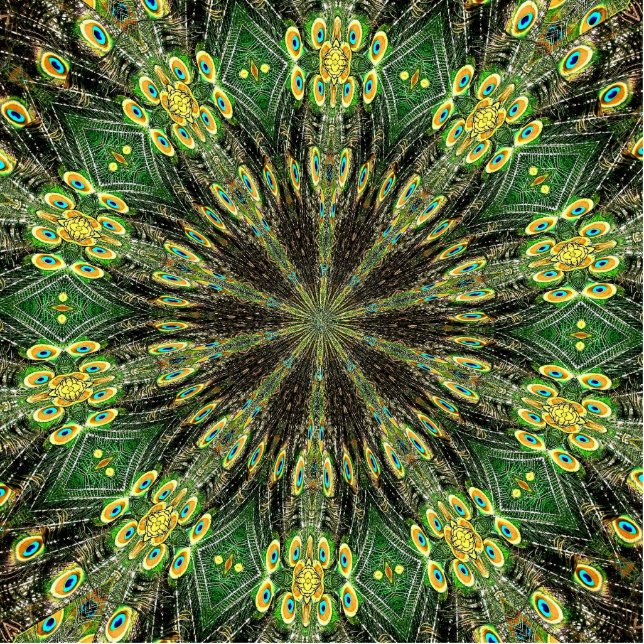 Peacock Feather Kaleidoscope 2 Statuette (Front)