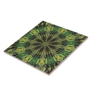 Peacock Feather Kaleidoscope 2 Tile