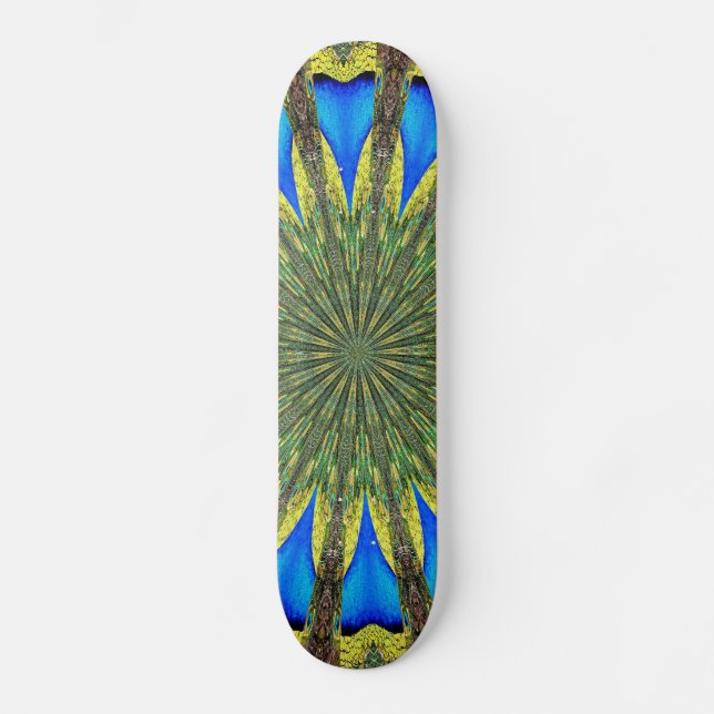 Peacock Feather Kaleidoscope 3 Skateboard Deck (Front)