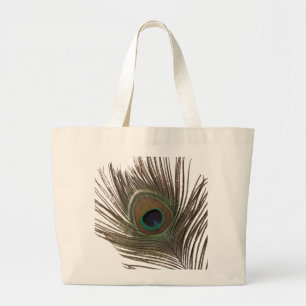 Peacock feather large tote bag