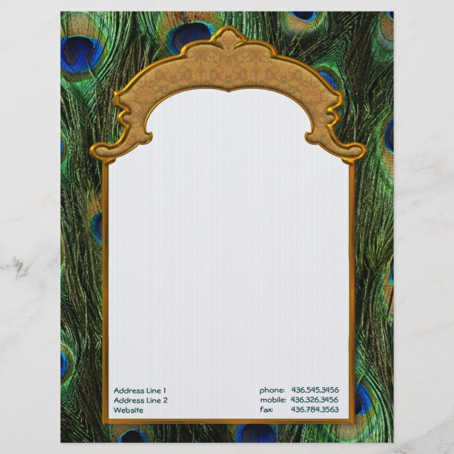 Peacock Feather Letterhead - Customize (Front)