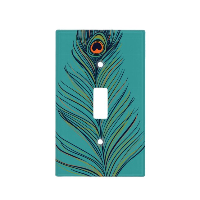 Peacock Feather Light Switch Cover (Front)