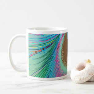 Peacock feather lines background coffee mug