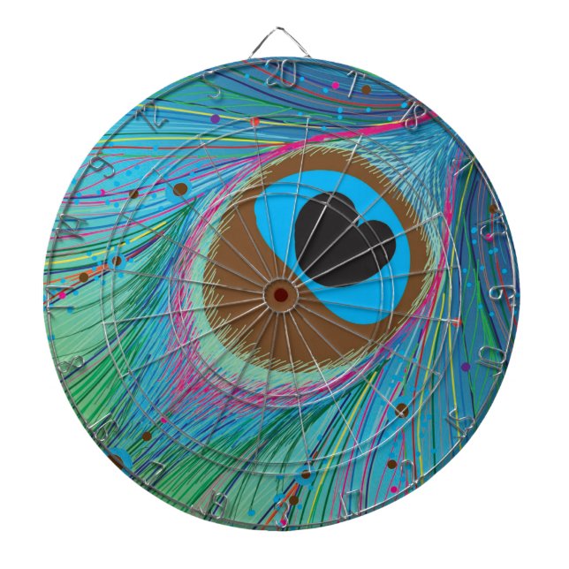 Peacock feather lines background dart board (Front)