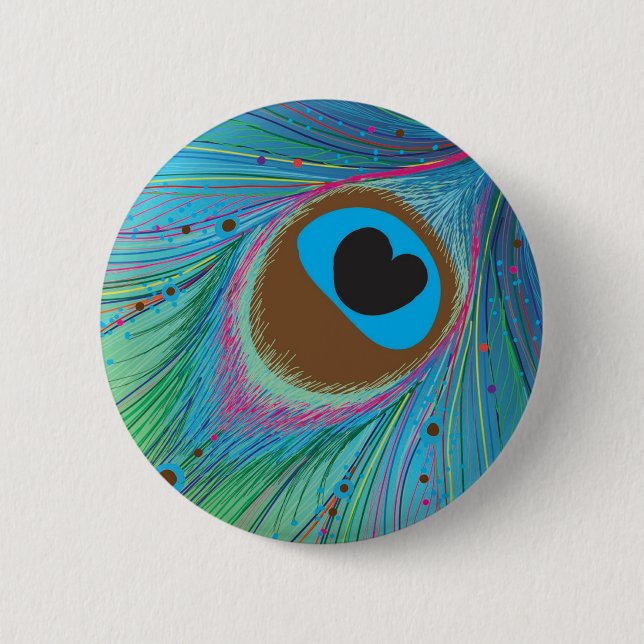 Peacock feather lines background pinback button (Front)