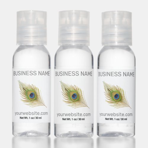 Peacock feather logo business name  your website hand sanitizer