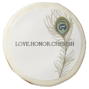 Peacock Feather Love Honor Cherish Sugar Cookie by peacefuldreams at Zazzle
