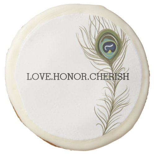 Peacock Feather Love Honor Cherish Sugar Cookie