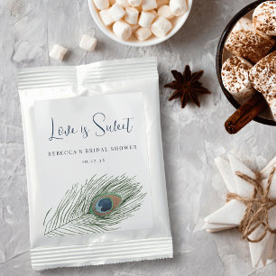 Peacock Feather Love is Sweet Bridal Shower Favor Hot Chocolate Drink Mix