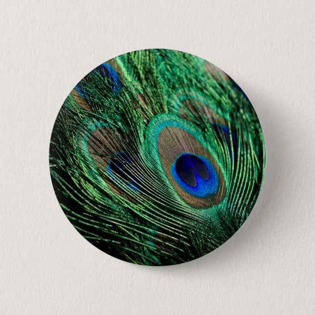 Peacock Feather Lucky Button (Front)