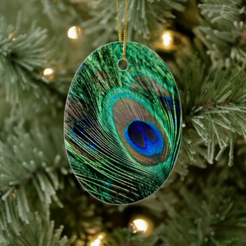 Peacock Feather Lucky Ceramic Ornament
