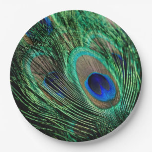 Peacock Feather Lucky Paper Plates