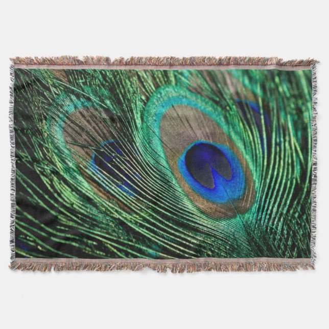 Peacock Feather Lucky Throw Blanket (Front)