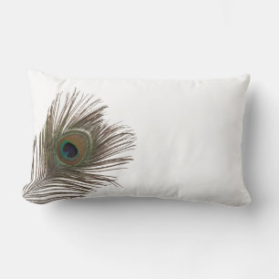 Peacock feather lumbar pillow