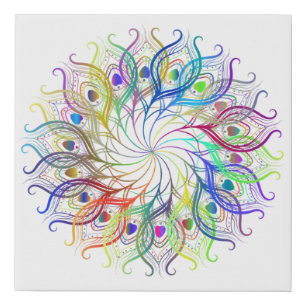 Peacock Feather Mandala Multi color canvas art