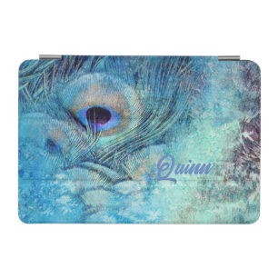 Peacock feather marble blue purple teal iPad mini cover