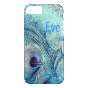 Peacock feather marble teal blue elegant iPhone 8/7 case