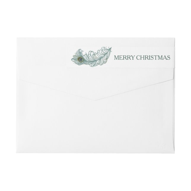 Peacock Feather Merry Christmas Wraparound Labels (Back)