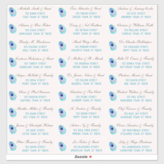 Peacock Feather Modern Wedding Guest Address Stick Sticker