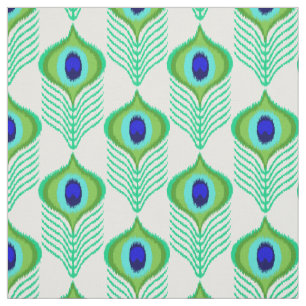 Peacock feather moroccan ikat design fabric