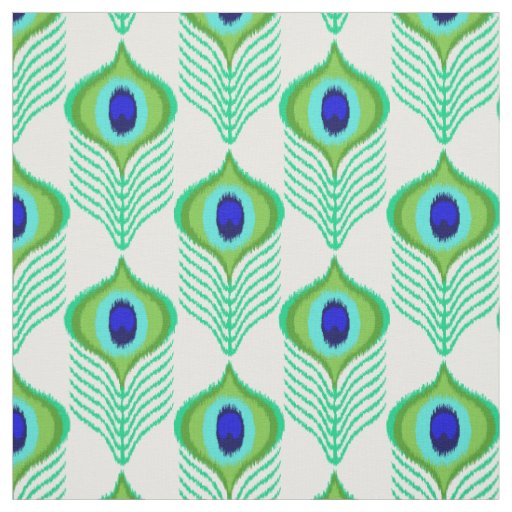 Peacock feather moroccan ikat design fabric