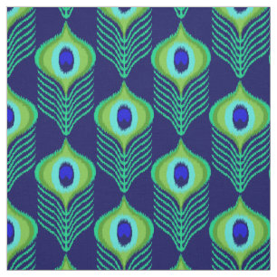 Peacock feather moroccan ikat design fabric