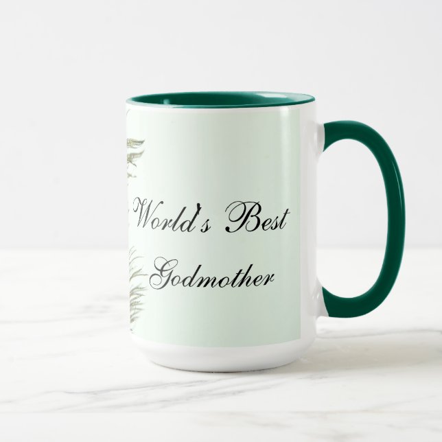 Peacock Feather Mug - World's Best Godmother (Right)