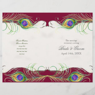 Peacock Feather n Swirls -  Formal Wedding Program