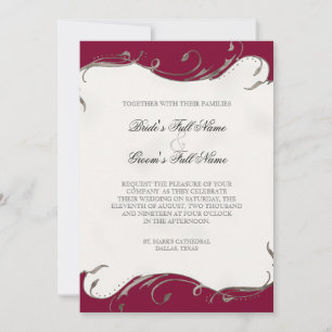 Peacock Feather n Swirls - Wedding Invitation