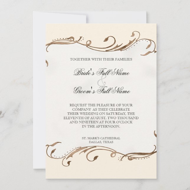 Peacock Feather n Swirls - Wedding Invitation (Front)