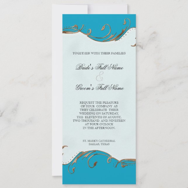 Peacock Feather n Swirls - Wedding Invitation (Front)