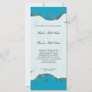 Peacock Feather n Swirls - Wedding Invitation