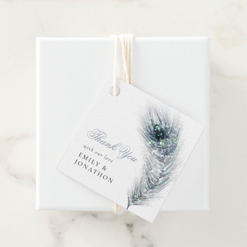 Peacock Feather Names Thank You Message Wedding Favor Tags