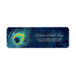 Peacock Feather Navy Blue Return Address Labels at Zazzle