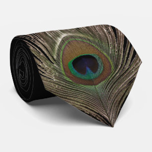 Peacock feather neck tie