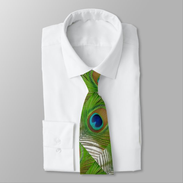 Peacock Feather Neck Tie (Tied)