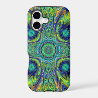 Peacock Feather Neon Fractal Funky Designer Art iPhone 17 Case