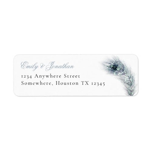 Peacock Feather Newlyweds Return Address Wedding Label