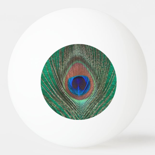 Peacock Feather on Green Double Sided Ping Pong Ball (Front)