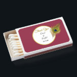 Peacock Feather on Rose Gold Thank You Wedding Matchboxes<br><div class="desc">Elegant peacock feather on rose gold Thank You Wedding Matchboxes. Sophisticated design for elegant events. Text ready to be personalized.</div>