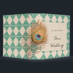 Peacock Feather on Teal Moroccan Tile Binder<br><div class="desc">This beautiful and elegant design called Peacock Feather on Teal Moroccan Tile Wedding, features a peacock feather in gold against a cream colored background. Framing this set is a pattern made up of teal colored Moroccan triangle tiles. The tiles are made with a scroll pattern.This set has invitations, save the...</div>
