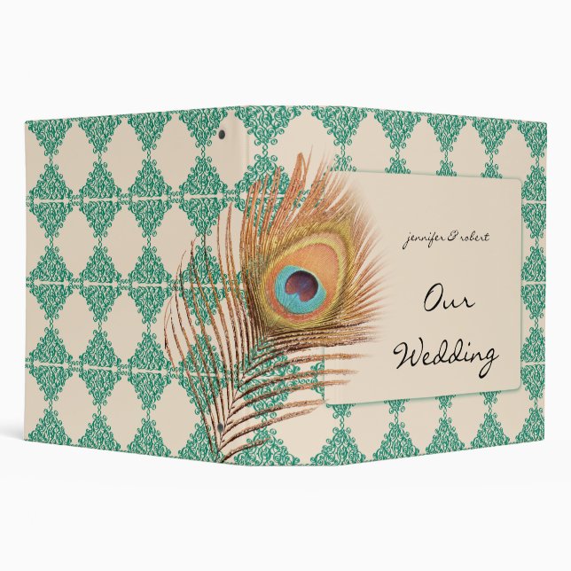 Peacock Feather on Teal Moroccan Tile Binder (Background)