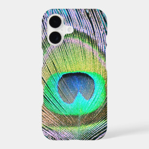 Peacock Feather on Turquoise iPhone 17 Case