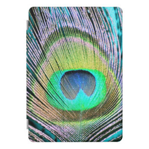 Peacock Feather on Turquoise iPad Pro Cover