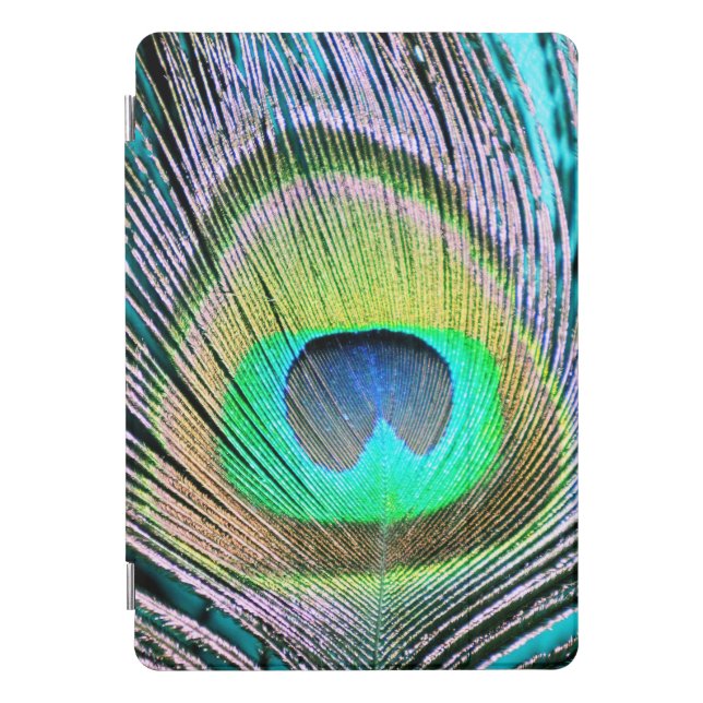 Peacock Feather on Turquoise iPad Pro Cover (Front)