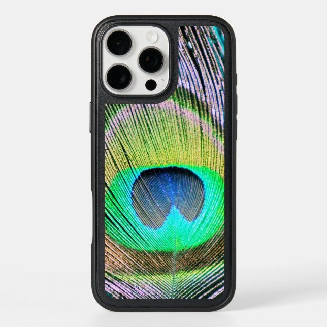 Peacock Feather on Turquoise Otterbox iPhone Case (Back)