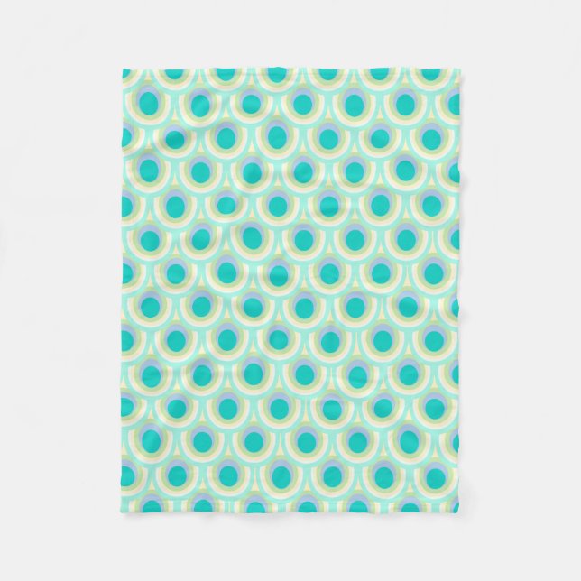 Peacock feather oval pattern aqua teal blanket (Front)
